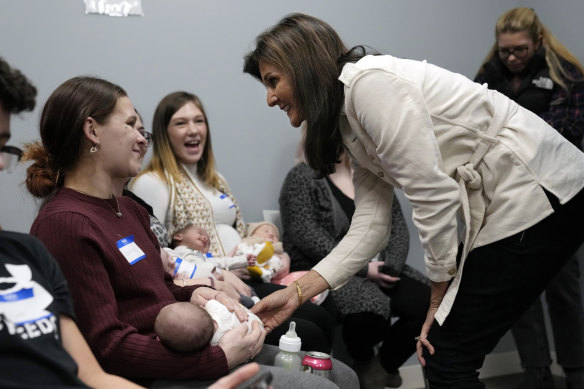 Haley pays a visit to a wellness centre in Rochester, New Hampshire, on Wednesday.