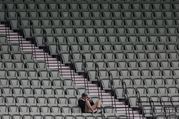 A lone spectator at the MCG.