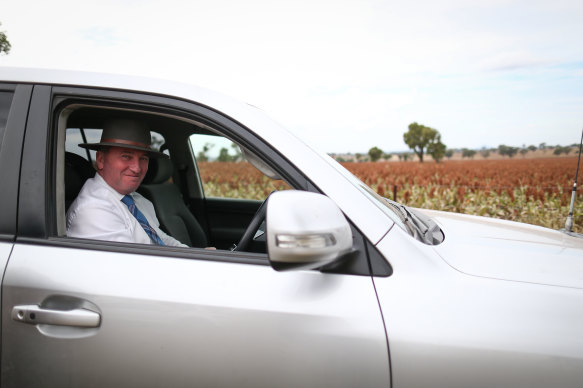 Barnaby Joyce in his Toyota LandCruiser - the favorite vehicle of Australian politicians.