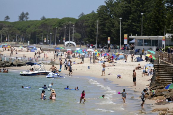People take to Ramsgate Beach to cool down. 