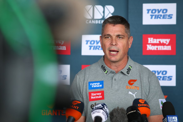 Giants coach Adam Kingsley wants the side to play a faster brand of footy. 