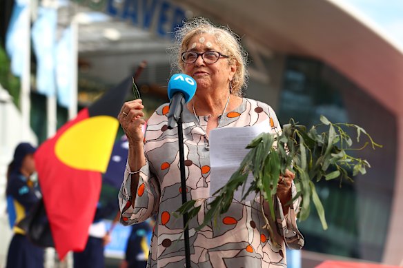 Aunty Joy Murphy performs a Welcome to Country ceremony at the Australian Open in January .