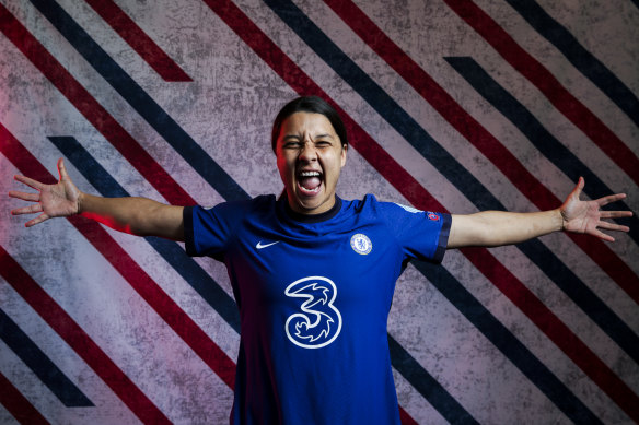 Star striker Sam Kerr has been named the Football Writers Association women’s player of the year for 2023.