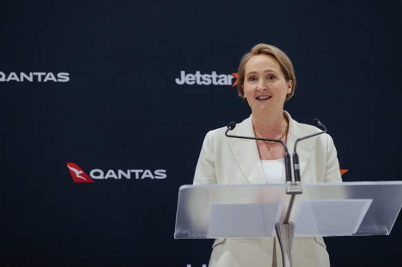 Qantas stocks gained 0.8 per cent after chief executive Vanessa Hudson announced a $1.25 billion full-year profit.