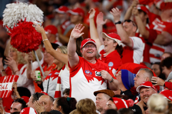 Happy Sydney fans celebrate their clubs win.