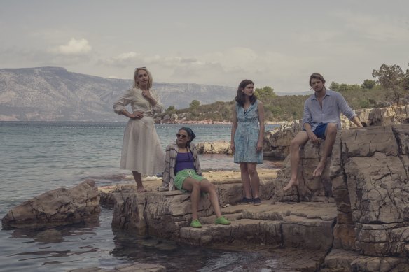 Jemima Kirke, Sasha Lane, Alison Oliver, and Joe Alwyn in the TV adaptation of Conversations with Friends.