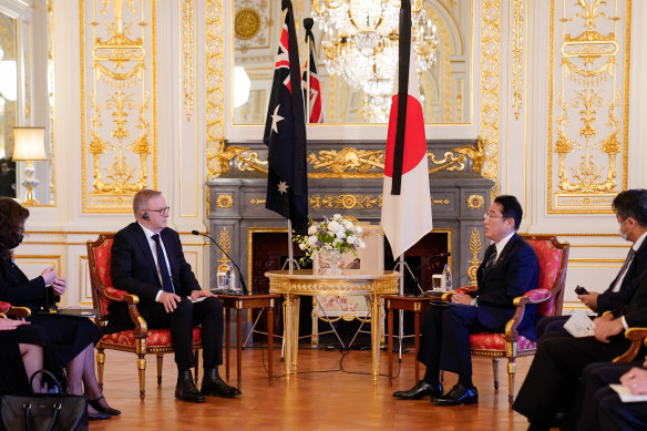 Australian Prime Minister Anthony Albanese meets with then Japanese prime minister Fumio Kishida in Tokyo in 2022. 