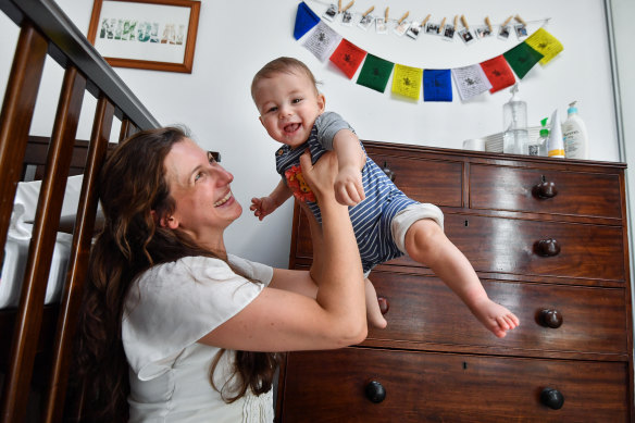Dr Charlotte Reddington with her son, Nikolai, nine months, is working to create an endometriosis ‘calculator’ to help predict who may get the disease.