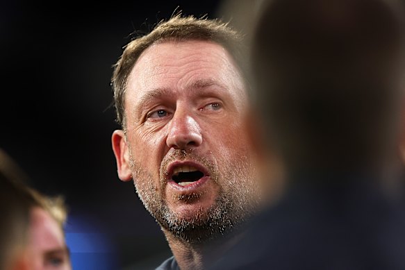 Carlton’s caretaker coach Josh Fraser on Saturday night.