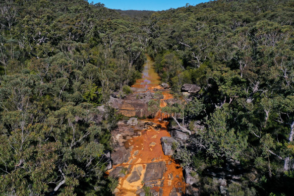 Discolouration in the Eastern Tributary, in the Woronora catchment area, south of Sydney. 