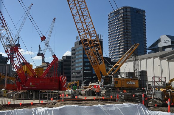 The metro construction site in the heart of Parramatta.