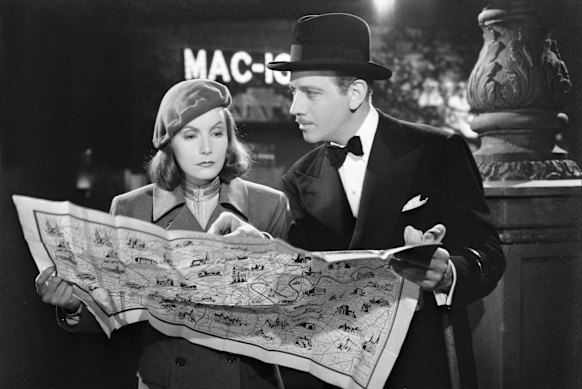 Greta Garbo and Melvyn Douglas in Ninotchka.