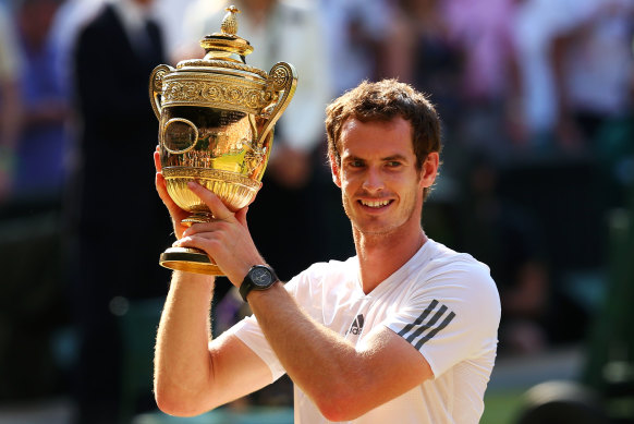 Andy Murray with his Rado watch, celebrating victory at the 2012 US Open. 