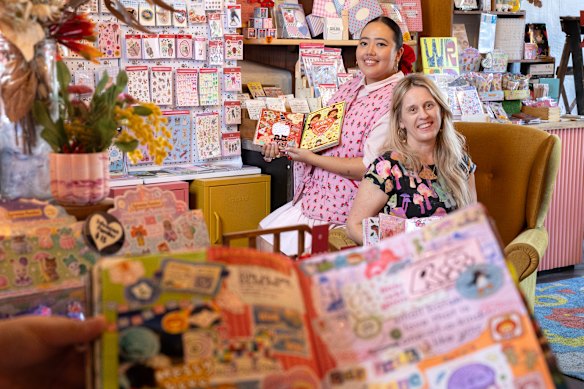 Teacher and crafts lover Alouise Somera, left, and Christina Kelly, founder of Sydney inner west boutique Made590.