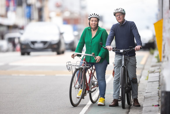 Brunswick MP Tim Read (right) with one of the organisers of Friday’s cycle protest, Faith Hunter.