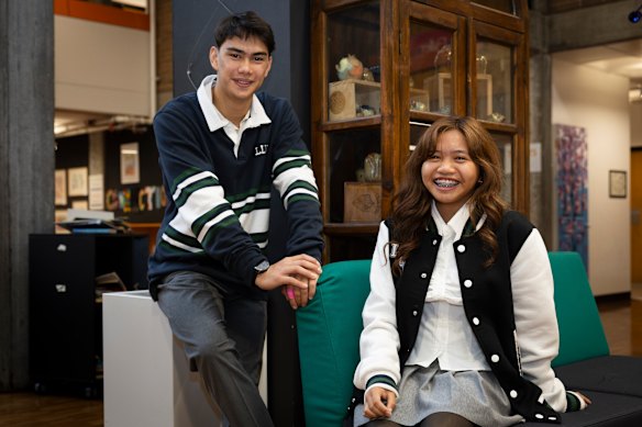 Matthew Harman and Perryn Herran at Lindfield Learning Village. The students are excited about the name change but less keen on the introduction of uniforms. 