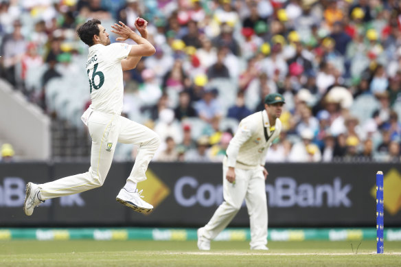 Mitchell Starc of Australia bowls during the second Test of this season’s series against South Africa.
