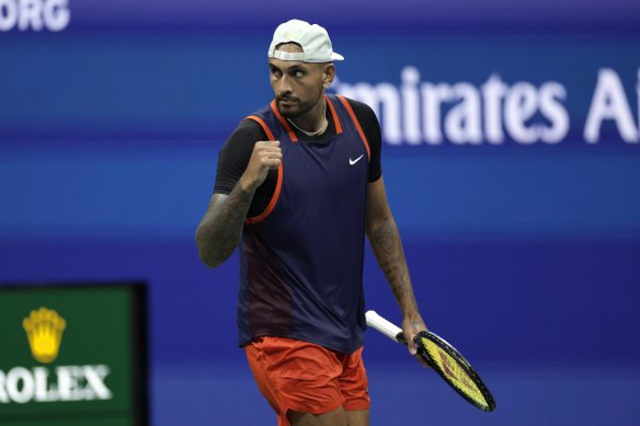 Nick Kyrgios has reached the quarter-finals in the singles draw at Flushing Meadows.