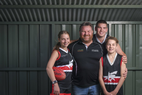 Mark Leonard and his three children, eldest son Jake, daughter Ava and youngest son Archie.
