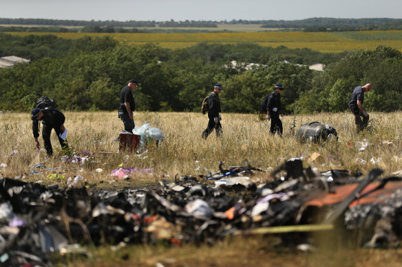 The MH17 crash site in eastern Ukraine in August 2014. 