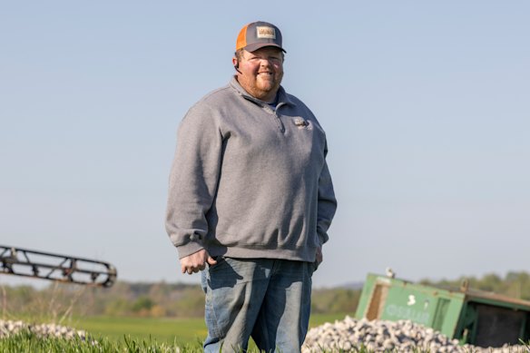 Ninth-generation farmer Caleb Ragland on his property in Magnolia, Kentucky.