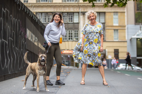 Neighbours Kim Lyons (right) and Tania Schneider met for the first time last Thursday.