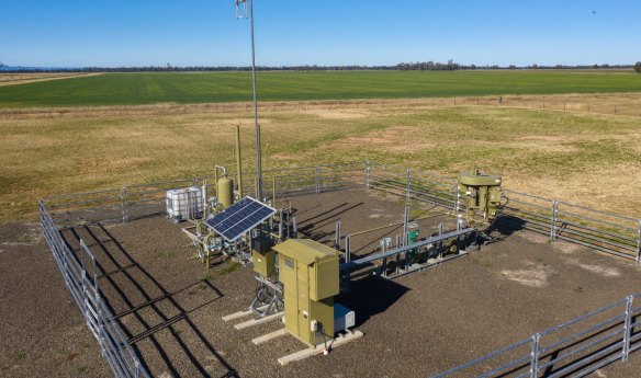 A coal seam gas well  on farmland owned by Peter Gett near Narrabri.