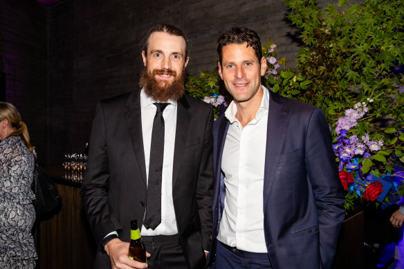 Warner Music Australasia boss Dan Rosen (right) with billionaire Mike Cannon-Brookes.