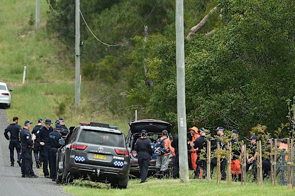 Police search dense bushland at Glenorie.