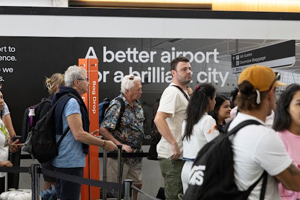 Thousands of people, including these Sydney travellers, have had their plans upended by the nearly 100 flight cancellations on Saturday morning.