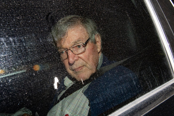 Cardinal George Pell arriving at the Seminary of the Good Shepherd in Sydney on Wednesday.