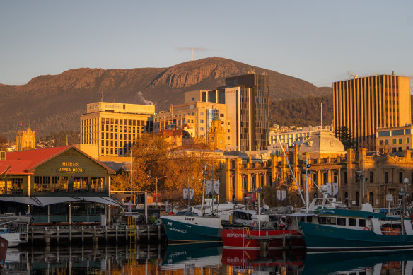 The view from Hobart’s waterfront stadium will be fairly similar to this on a sunny winter’s afternoon. If it ever gets built.