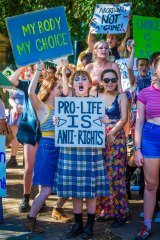 Pro-choice protesters gatecrashed an anti-abortion rally in Brisbane in February.