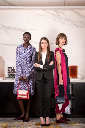 Myer's international fashion buyer, Anna Sergiou, with models wearing Marni, one of eight new international brands picked up by the department store.
