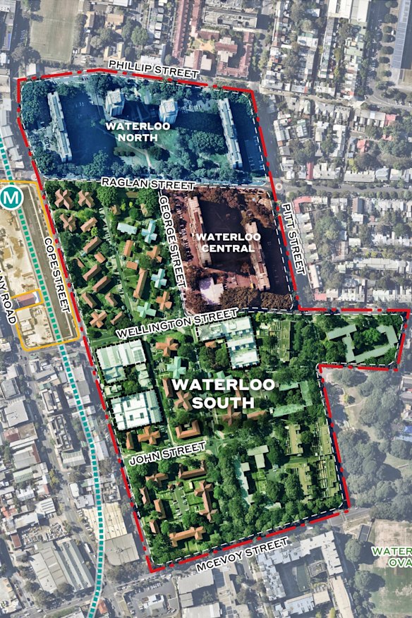 The estate redevelopment has been separated into three “sub-precincts”. Waterloo South represents about 65 per cent of the site.