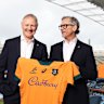 Current Wallabies head coach Joe Schmidt (L) and incoming Wallabies head coach Les Kiss.