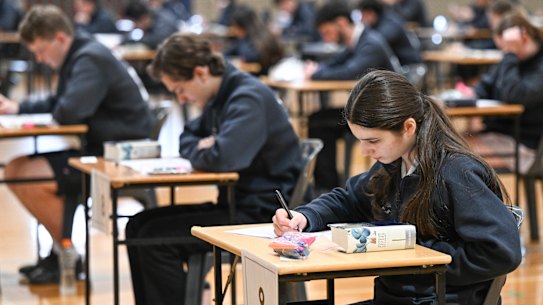 Bentleigh Secondary College students sit the VCE English exam on October 29.