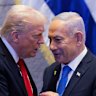 Donald Trump with Benjamin Netanyahu  at the Israeli Knesset in October.