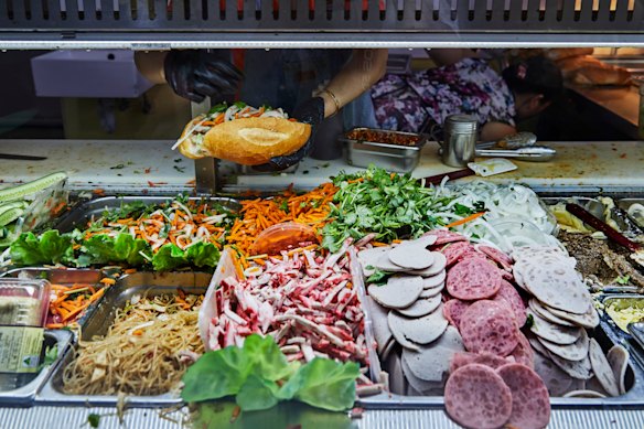 The banh mi counter at Marrickville Pork Roll. 