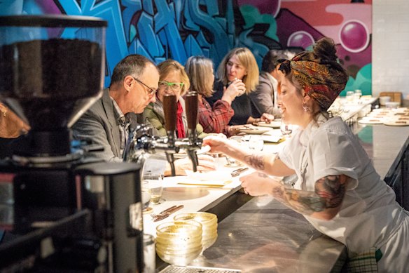 Sarah Baldwin at her Joy restaurant in Fortitude Valley.
