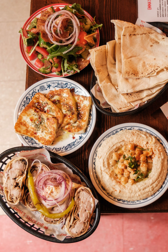 Assorted dishes at Emma’s Snack Bar in Enmore.