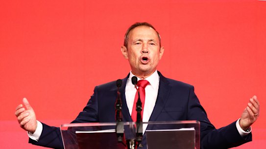 Premier Roger Cook at his party’s campaign launch on Sunday. 