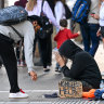 Rough sleepers in central Melbourne on Tuesday.