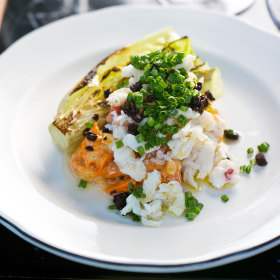 Wood-fired crab salad. 