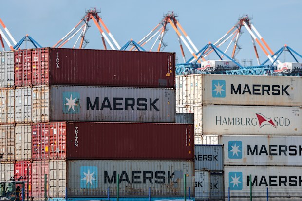 BREMERHAVEN, GERMANY - AUGUST 11: Containers of Maersk and other shipping lines are stacked at the port of Bremerhaven on August 11, 2025 in Bremerhaven, Germany. Following an agreement between the European Union and the administration of U.S. President Donald Trump, a tariff of 15% on most imports from the EU to the US, including automobiles and parts, went into effect on August 7. Some items face no tariffs, while steel and aluminum are tagged with a 50% tariff. (Photo by Focke Strangmann/Gett