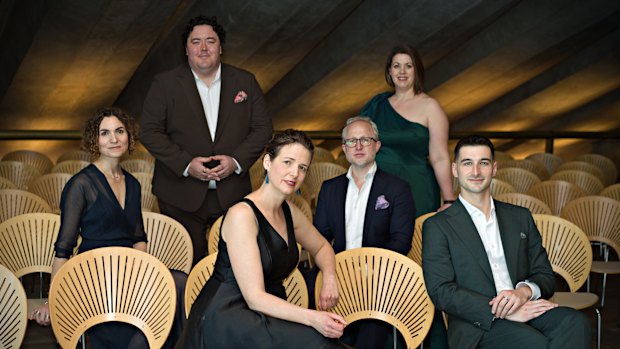 Song Company perforrmers: Jessica O’Donoghue, Andrew O’Connor, Susannah Lawergren, Amy Moore, Hayden Barrington.