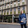 Housing Minister Harriet Shing outside the former VicRoads site.