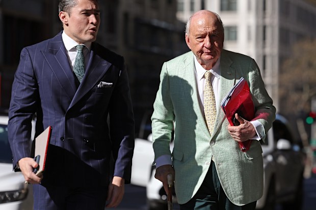 Alan Jones outside the Downing Centre Local Court on Monday.
