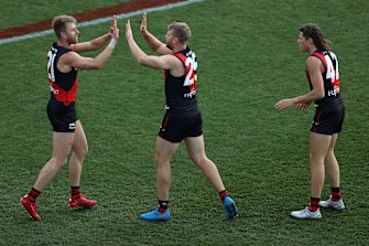 Jake Stringer celebrates a goal.