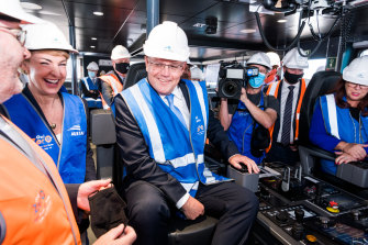 Attorney-General Michaelia Cash, Prime Minister Scott Morrison and Defence Industry Minister Melissa Price inspect Evolved Cape Class patrol boats on a visit to Austal Ships in Perth on Monday. WA is shaping as a key battleground state in the upcoming election – one the Liberals can’t afford to lose in.